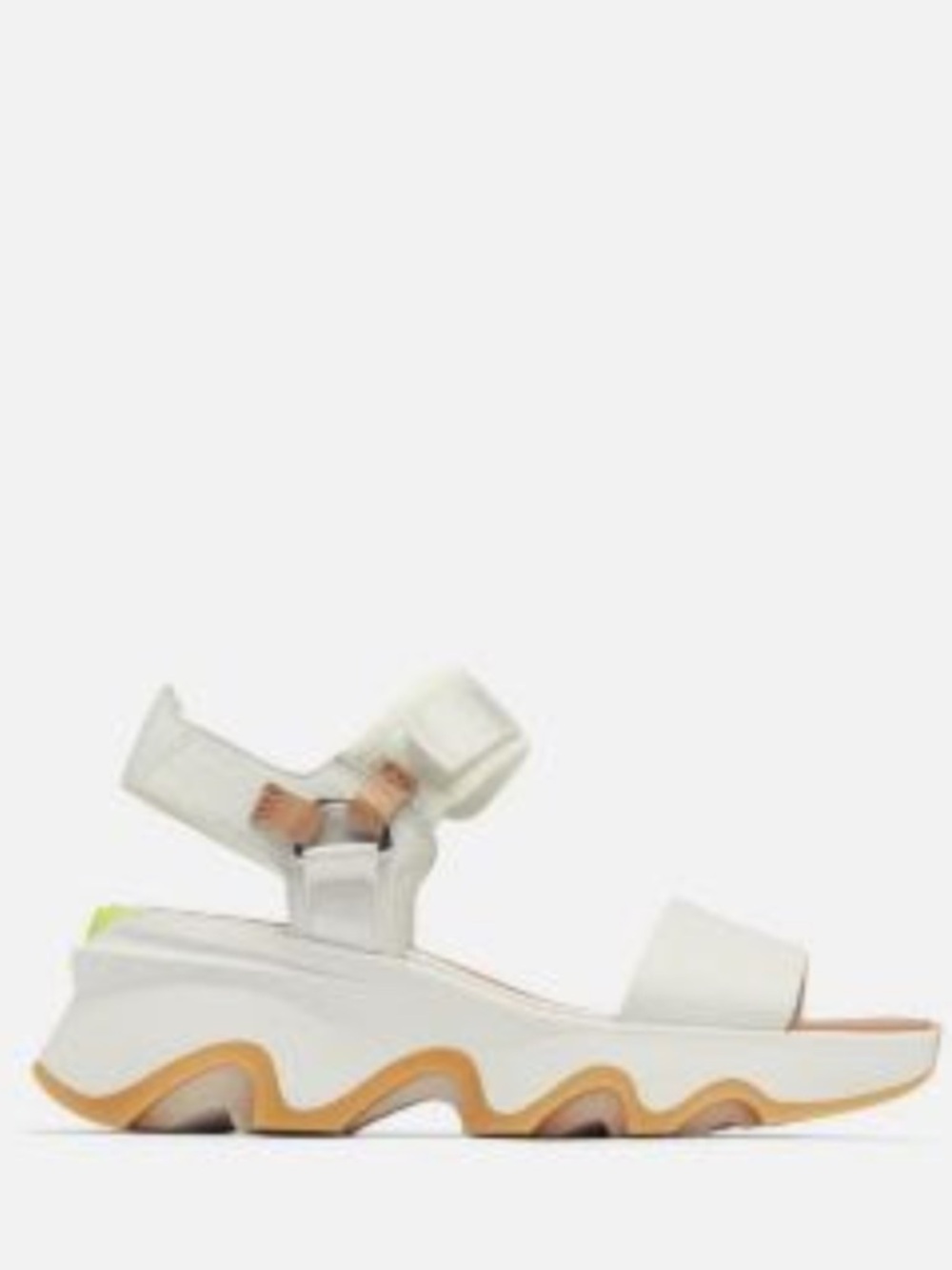 Sorel White Platform Sandal with Gum Wave Sole